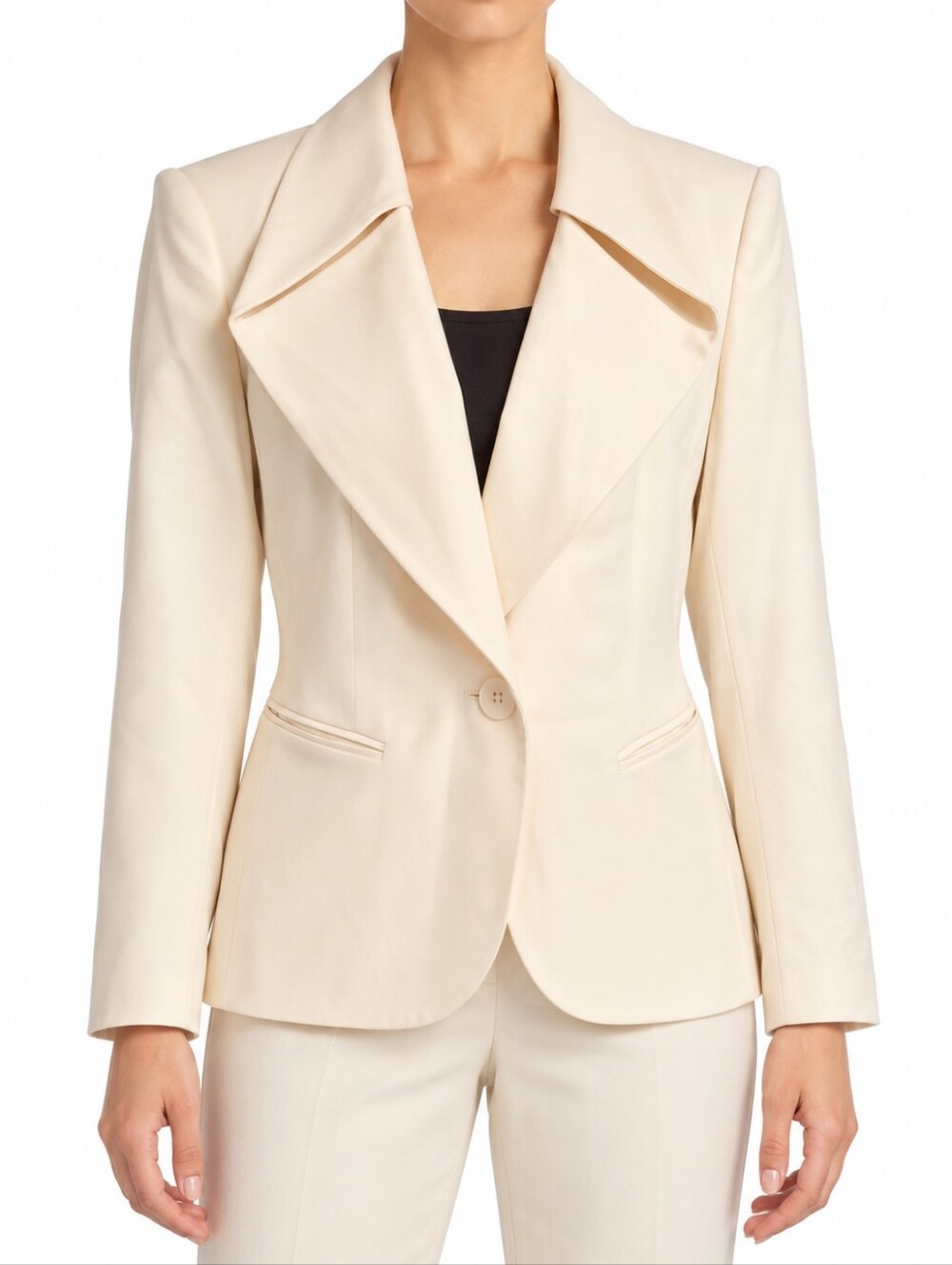 Lafayette 148 New York Cream Virgin Wool Blazer Formal Jacket Sz 10